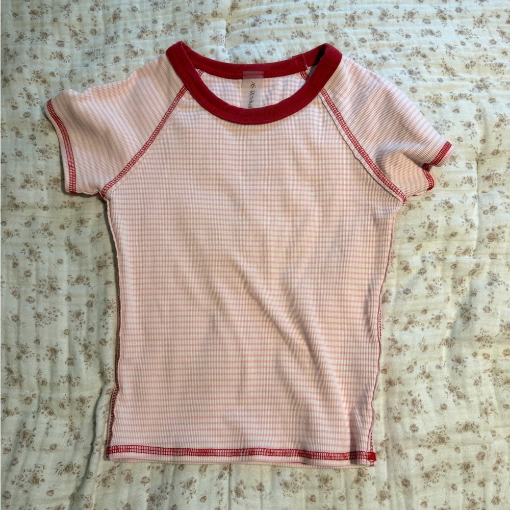 Pink and White Striped baby tee